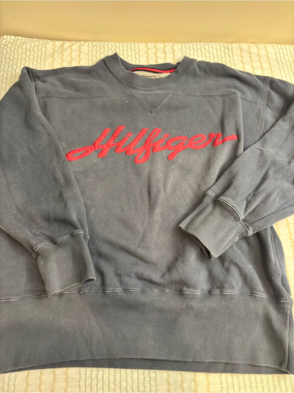 Tommy Hilfiger Dark Blue Sweatshirt with Red Script Logo